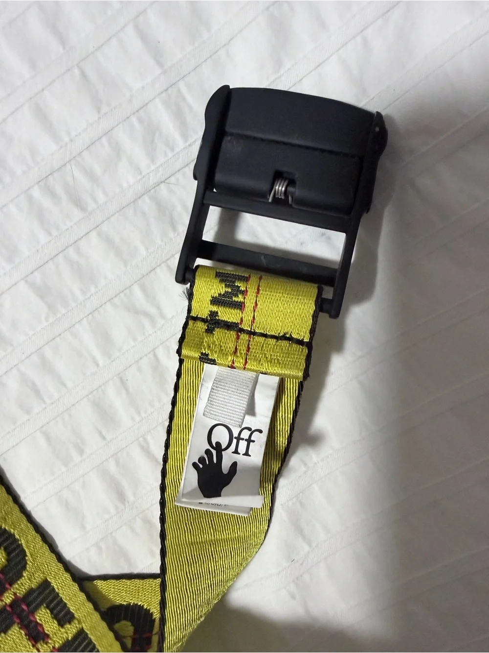 AUTHENTIC Off-White Yellow Industrial Web Belt with Black Logo